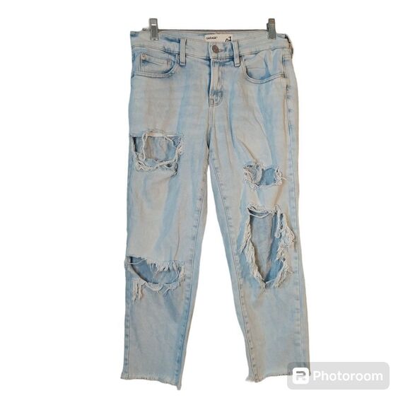 Women's Distressed High Rise Ankle Straight Jeans sz 7 Light Blue - Picture 1 of 11